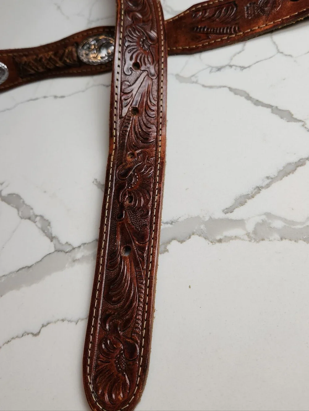 Cintos Imperial Size 42 Hand-Tooled Western Leather Belt – Made in Mexico